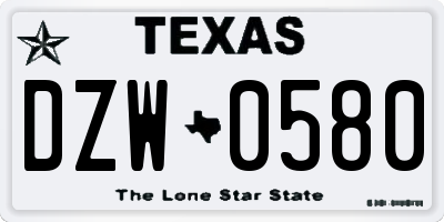 TX license plate DZW0580