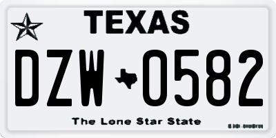 TX license plate DZW0582