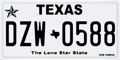 TX license plate DZW0588