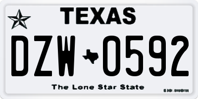 TX license plate DZW0592