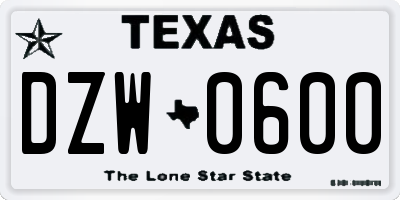 TX license plate DZW0600