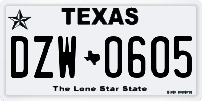 TX license plate DZW0605