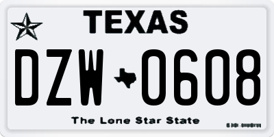 TX license plate DZW0608