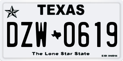 TX license plate DZW0619