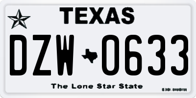 TX license plate DZW0633