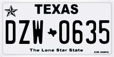 TX license plate DZW0635