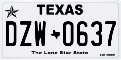 TX license plate DZW0637