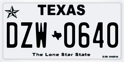 TX license plate DZW0640