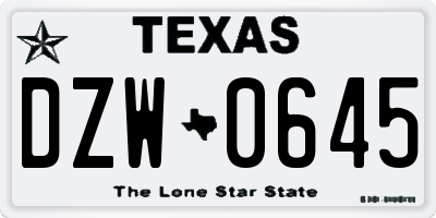 TX license plate DZW0645