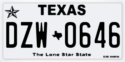TX license plate DZW0646