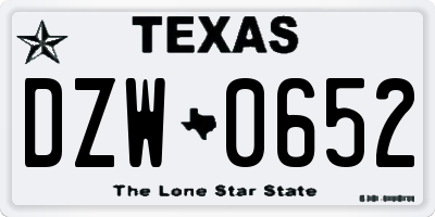 TX license plate DZW0652
