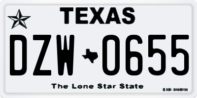 TX license plate DZW0655
