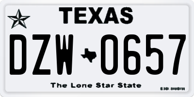 TX license plate DZW0657