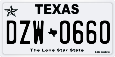 TX license plate DZW0660