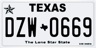 TX license plate DZW0669