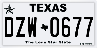 TX license plate DZW0677