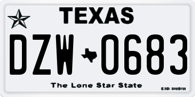 TX license plate DZW0683