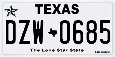 TX license plate DZW0685