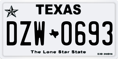 TX license plate DZW0693