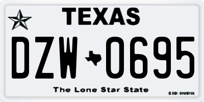 TX license plate DZW0695