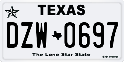 TX license plate DZW0697