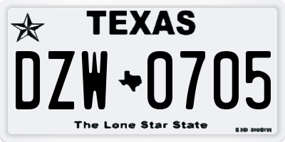 TX license plate DZW0705