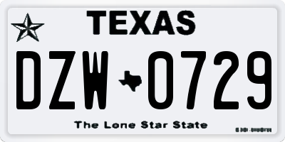 TX license plate DZW0729