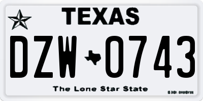 TX license plate DZW0743