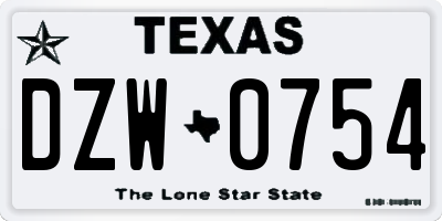 TX license plate DZW0754