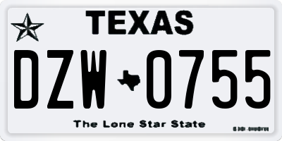 TX license plate DZW0755