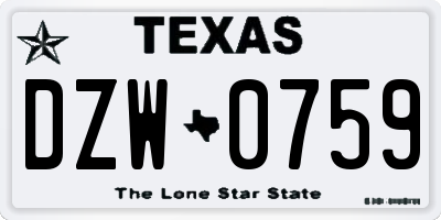 TX license plate DZW0759