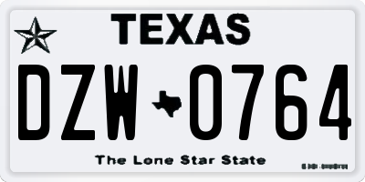 TX license plate DZW0764