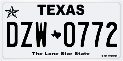 TX license plate DZW0772