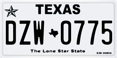 TX license plate DZW0775