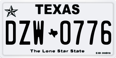 TX license plate DZW0776