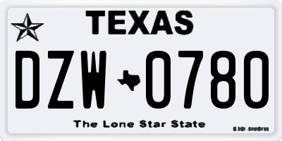 TX license plate DZW0780