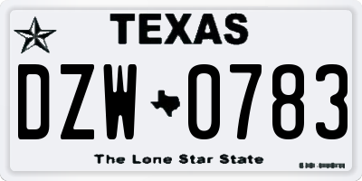 TX license plate DZW0783
