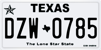 TX license plate DZW0785