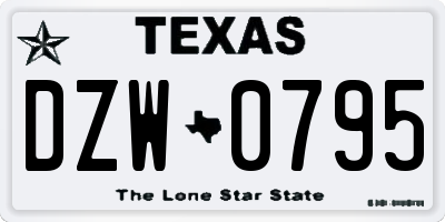 TX license plate DZW0795