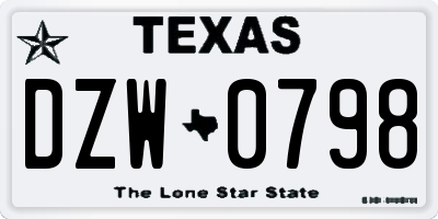 TX license plate DZW0798