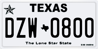 TX license plate DZW0800