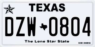 TX license plate DZW0804