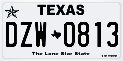 TX license plate DZW0813
