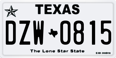 TX license plate DZW0815
