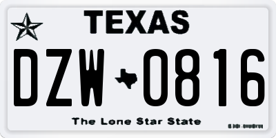TX license plate DZW0816