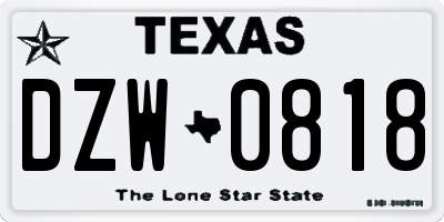 TX license plate DZW0818