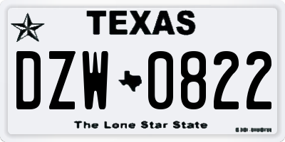 TX license plate DZW0822