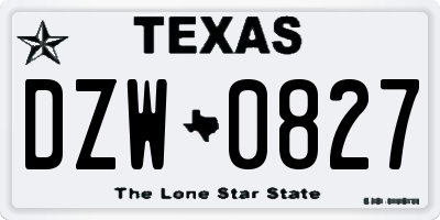 TX license plate DZW0827