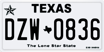 TX license plate DZW0836