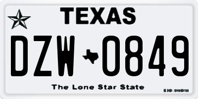 TX license plate DZW0849